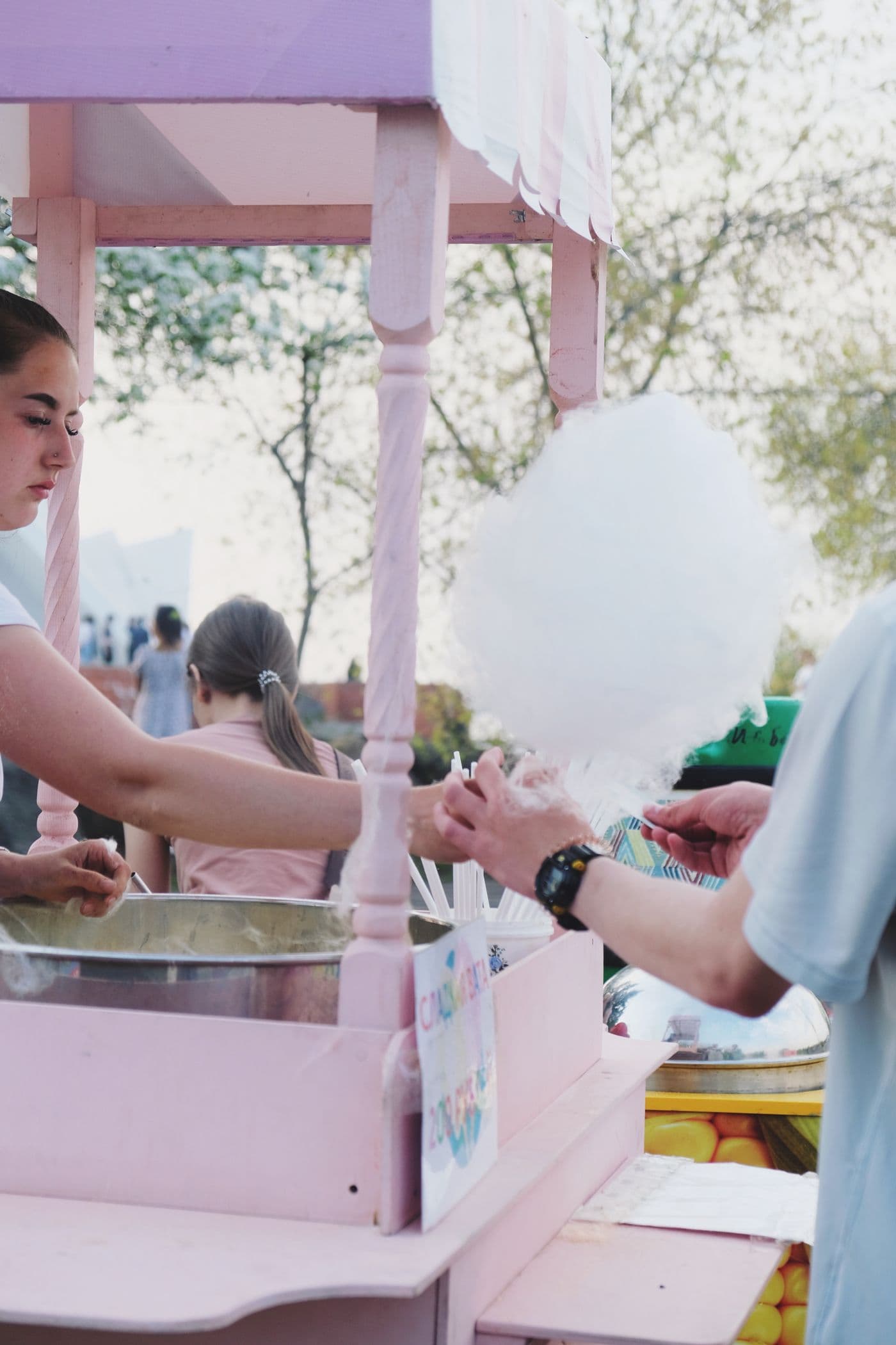 Cotton candy being served